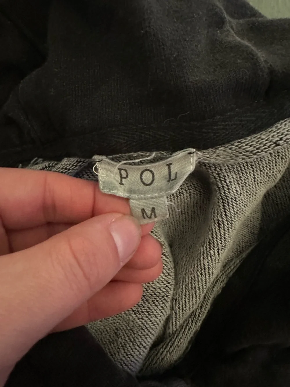 POL distressed charcoal hoodie- Size M - Picture 2 of 3
